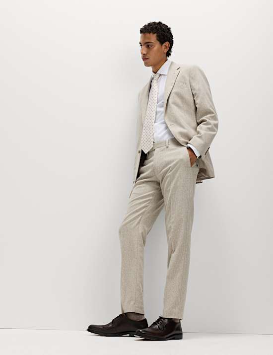 Tailored Fit Wool Rich Tweed Suit Trousers
