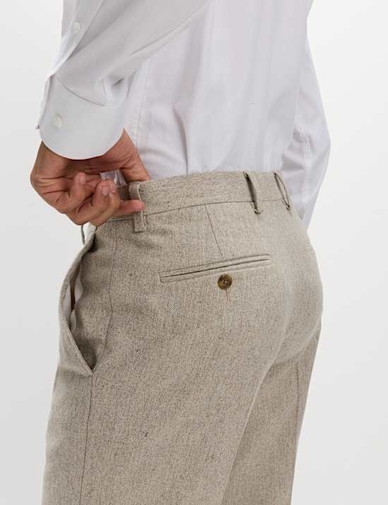 Tailored Fit Wool Rich Tweed Suit Trousers