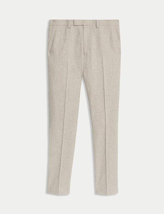 Tailored Fit Wool Rich Tweed Suit Trousers