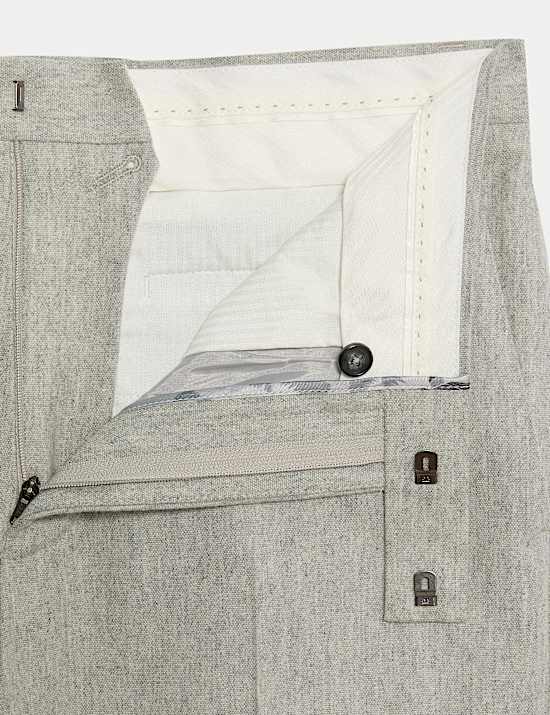 Pantalon de costume coupe ajust&eacute;e en laine tweed