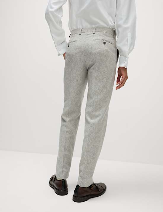 Pantalon de costume coupe ajust&eacute;e en laine tweed