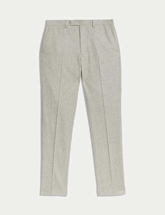 Pantalon de costume coupe ajust&eacute;e en laine tweed