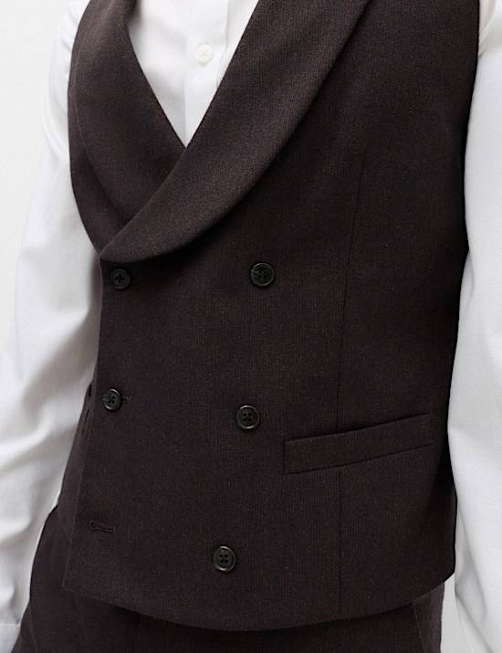 Wool Rich Check Double Breasted Waistcoat