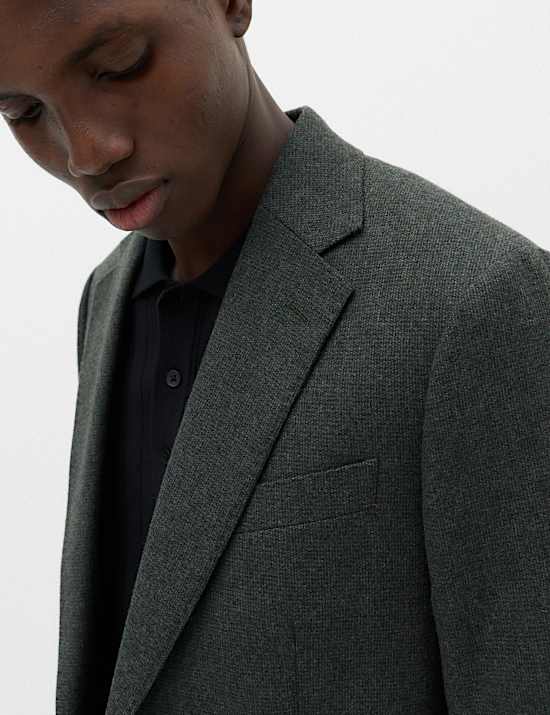 Tailored Fit Micro Check Tweed Jacket