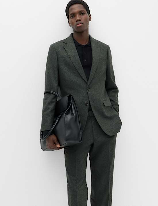 Tailored Fit Micro Check Tweed Jacket