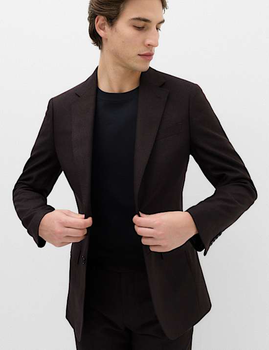 Tailored Fit Micro Check Tweed Jacket