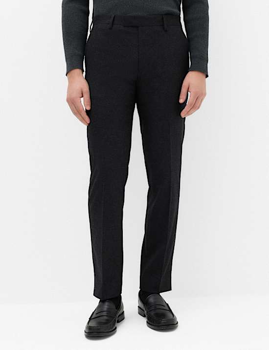 Regular Fit Wool Rich Tweed Check Suit Trousers