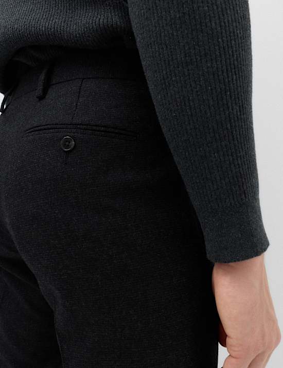 Regular Fit Wool Rich Tweed Check Suit Trousers