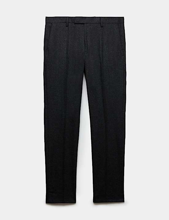 Regular Fit Wool Rich Tweed Check Suit Trousers