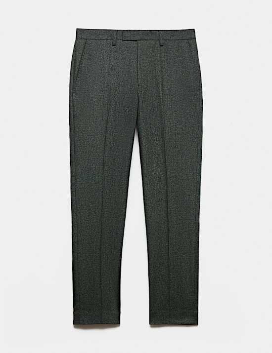 Regular Fit Wool Rich Tweed Check Suit Trousers