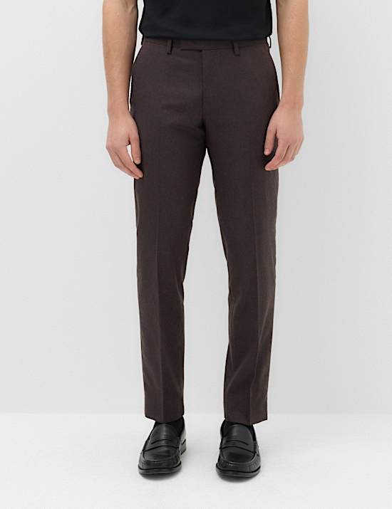 Regular Fit Wool Rich Tweed Check Suit Trousers