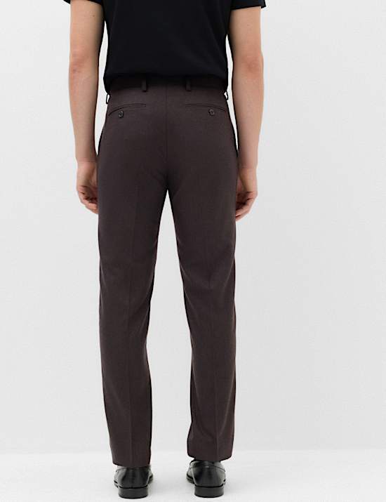 Regular Fit Wool Rich Tweed Check Suit Trousers