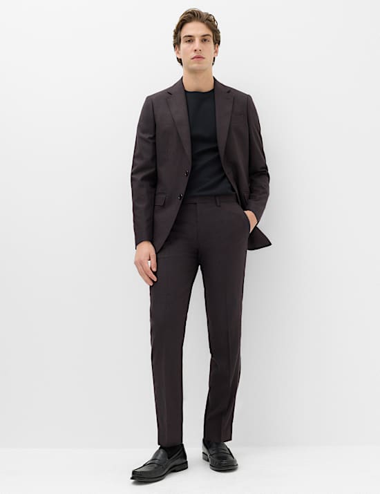 Regular Fit Wool Rich Tweed Check Suit Trousers
