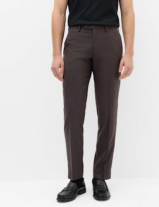 Regular Fit Wool Rich Tweed Check Suit Trousers