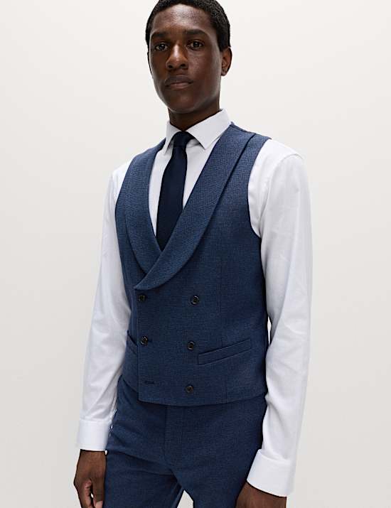 Italian Wool Blend Check Waistcoat