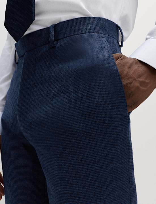 Italian Wool Blend Puppytooth Stretch Trousers