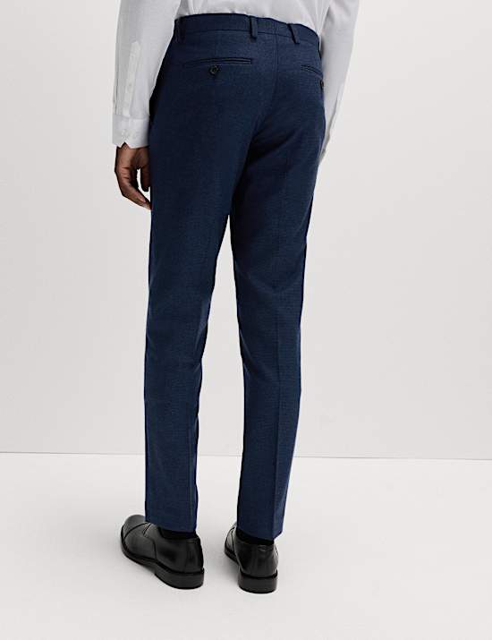 Italian Wool Blend Puppytooth Stretch Trousers