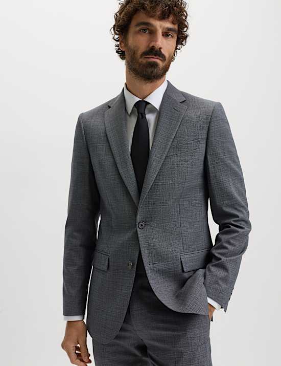 Veste tailleur coupe cintrée en laine mélangée