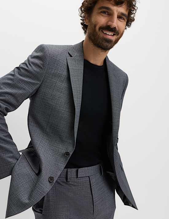 Veste tailleur coupe cintrée en laine mélangée