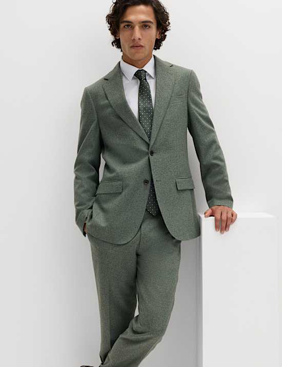 Tailored Fit Italian Wool Rich Tweed Suit Jacket