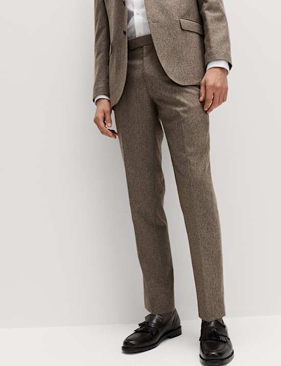 Tailored Fit Italian Wool Rich Suit Trousers