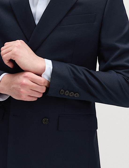 Slim Fit Double Breasted Jacket with Stretch