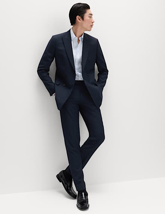 Slim Fit Double Breasted Jacket with Stretch