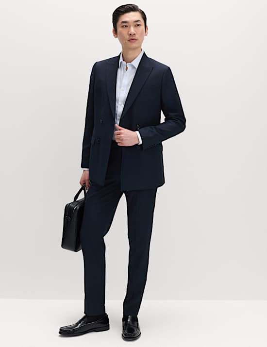Slim Fit Double Breasted Jacket with Stretch