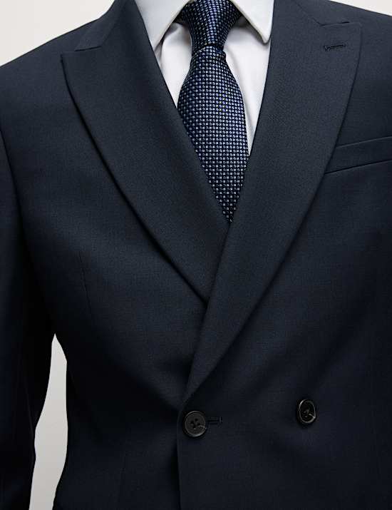 Slim Fit Double Breasted Jacket with Stretch