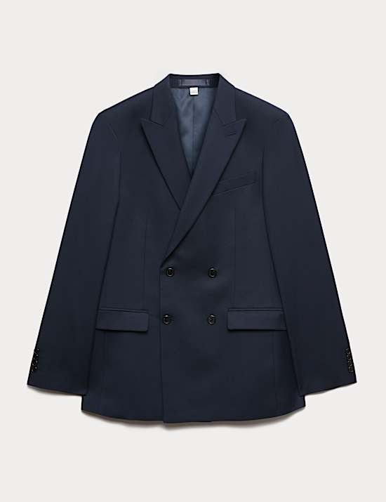 Slim Fit Double Breasted Jacket with Stretch