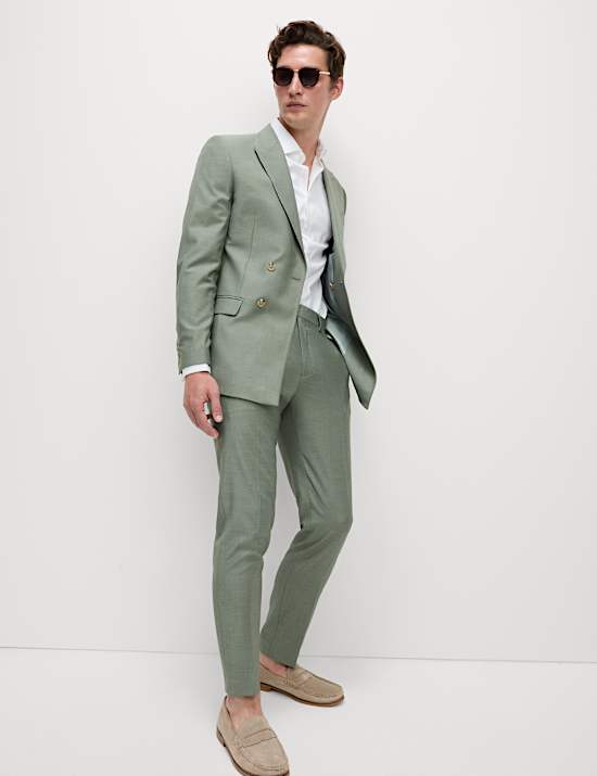 Slim Fit Double Breasted Jacket with Stretch