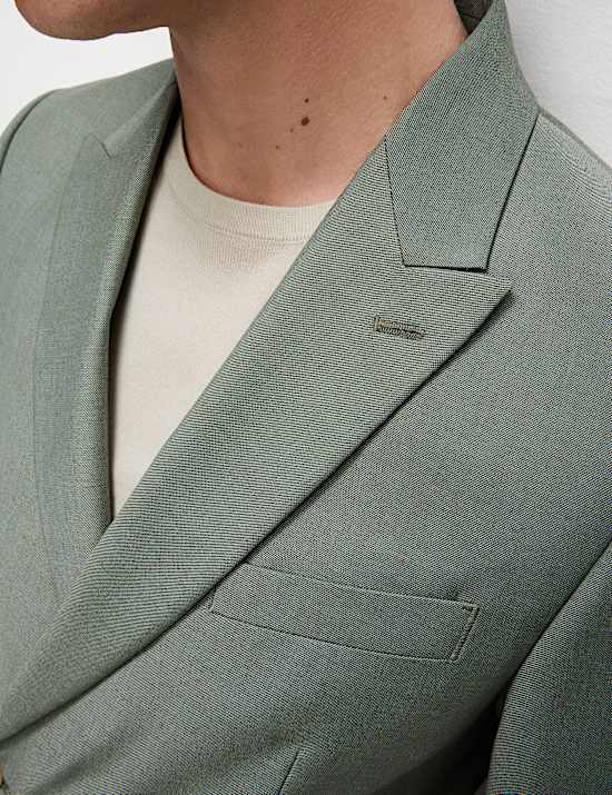 Slim Fit Double Breasted Jacket with Stretch