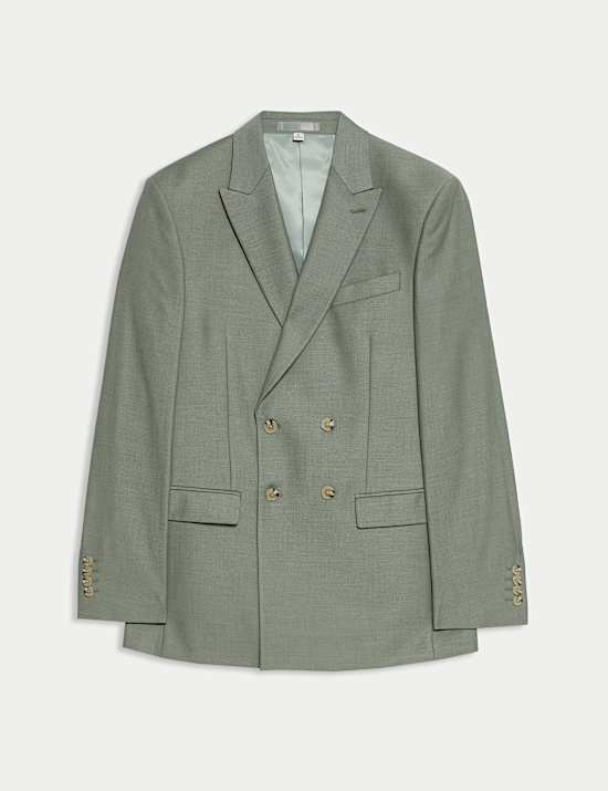 Slim Fit Double Breasted Jacket with Stretch