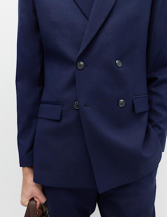 Slim Fit Double Breasted Jacket with Stretch