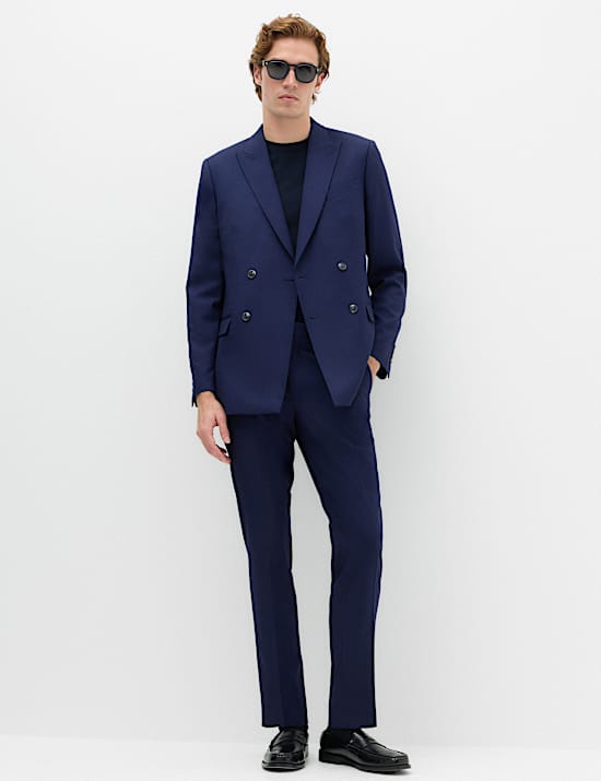 Slim Fit Double Breasted Jacket with Stretch