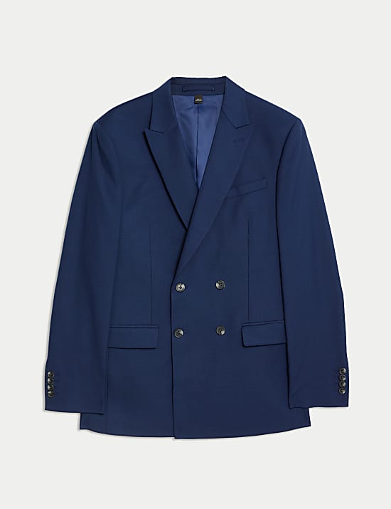 Slim Fit Double Breasted Jacket with Stretch