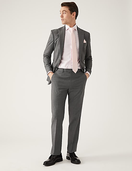 Slim Fit Sharkskin Suit Jacket with Stretch