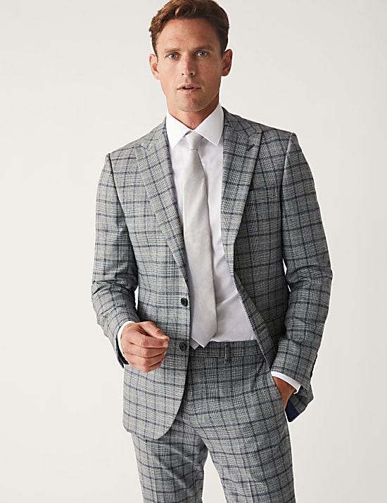 Slim Fit Check Suit Jacket