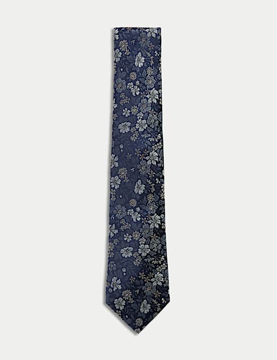 Corbata en 100 % seda con diseño floral
