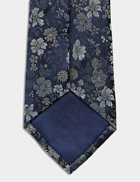 Corbata en 100 % seda con diseño floral