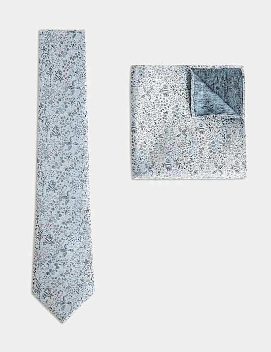 Pure Silk Jacquard Tie & Pocket Square Set