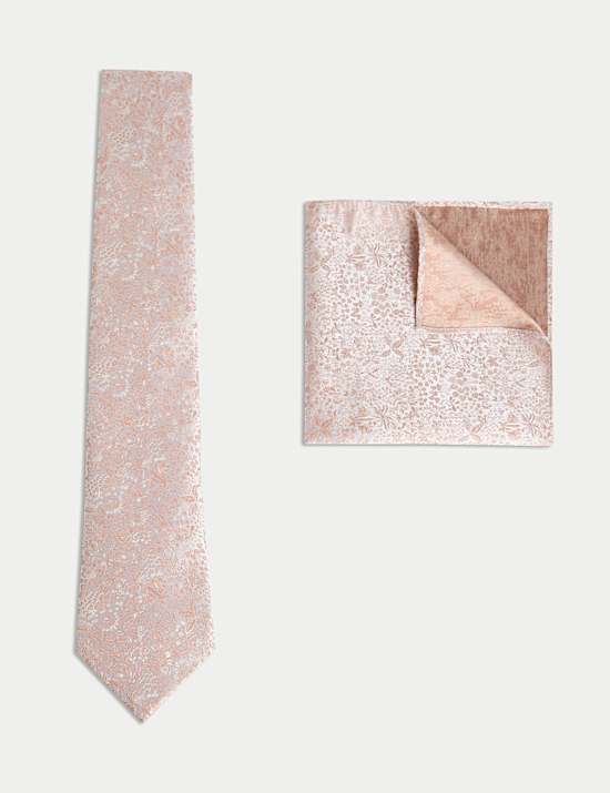 Pure Silk Jacquard Tie & Pocket Square Set