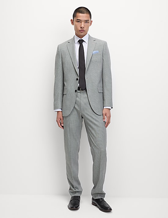 Regular Fit Textured Puppytooth Suit Trousers