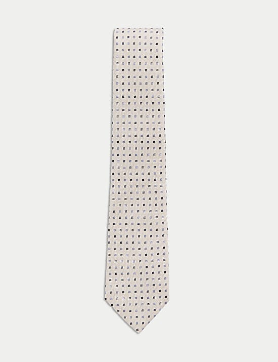 Silk Rich Geometric Tie with Linen