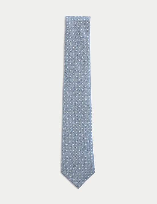Silk Rich Geometric Tie with Linen