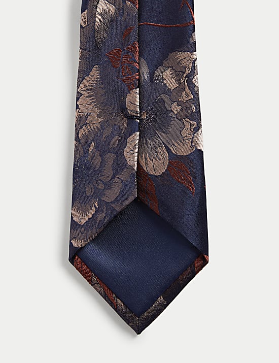 עניבה פרחונית ממשי טהור