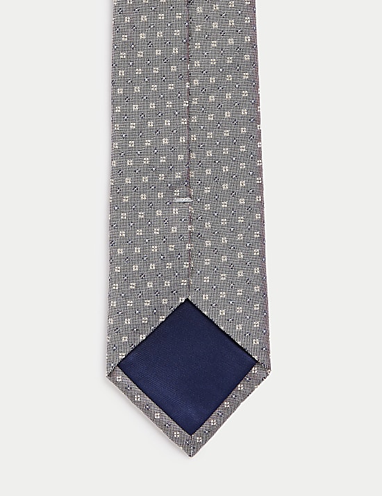 Cravate 100 % soie à motif géométrique