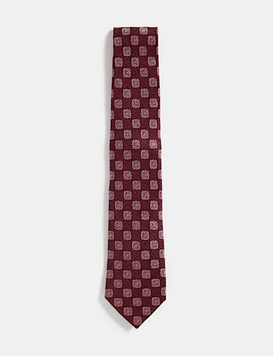 Medallion Linen Silk Blend Tie
