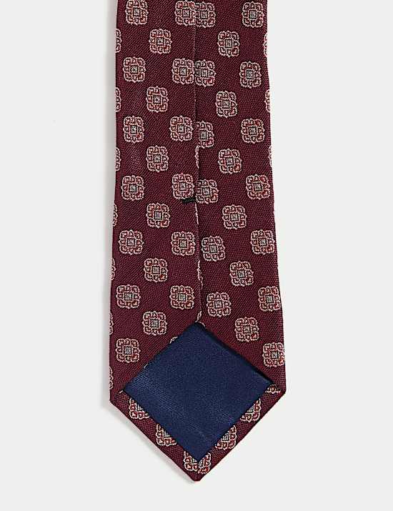 Medallion Linen Silk Blend Tie