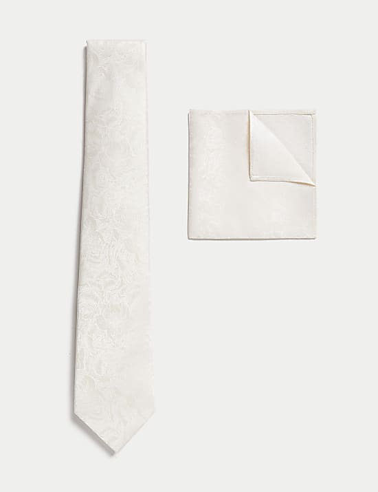 Floral Pure Silk Tie & Pocket Square Set